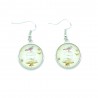 Boucles d'oreilles Cabochon en verre L'oiseau et le cage BFPVM010