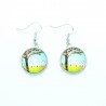 Boucles d'oreilles Cabochon en verre L'arbre et les maisons BFPVM018