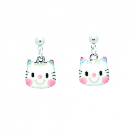 Boucles d'oreilles Emaillées genre Hello Kitty BFCEM004