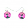 Boucles d'oreilles Emaillées l'arbre de vie BFPEM010-rose