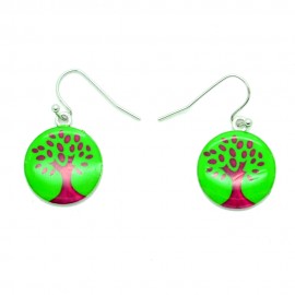 Boucles d'oreilles Emaillées l'arbre de vie BFPEM010-vert