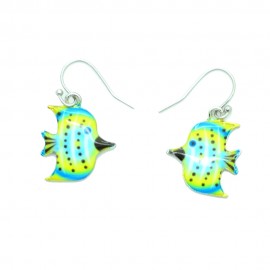 Boucles d'oreilles Emaillées le petit poisson BFPEM011-bleu