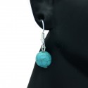 Boucles d'oreilles en véritable Turquoise crochets acier chirurgical 316l BAPPC003-Bleu