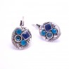 Boucles d'oreilles émaillées Dormeuse Strass petites et légères BFDSC006-bleu