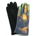 Gants polaire femme hiver chaud tactiles colorés tableau peinture de Vinci La Joconde
