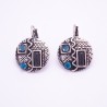 Boucles d'oreilles émaillées Dormeuse Strass petites et légères BFDSC011-bleu