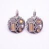 Boucles d'oreilles émaillées Dormeuse Strass petites et légères BFDSC011-marron