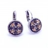 Boucles d'oreilles émaillées Dormeuse Strass petites et légères BFDSC019-marron