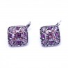 Boucles d'oreilles émaillées Dormeuse Strass petites et légères BFDSC023-violette