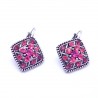 Boucles d'oreilles émaillées Dormeuse Strass petites et légères BFDSC023-rouge