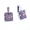 Boucles d'oreilles émaillées Dormeuse Strass petites et légères BFDSC022-marron