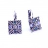 Boucles d'oreilles émaillées Dormeuse Strass petites et légères BFDSC022-bleu