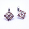 Boucles d'oreilles émaillées Dormeuse Strass petites et légères BFDSC021-marron